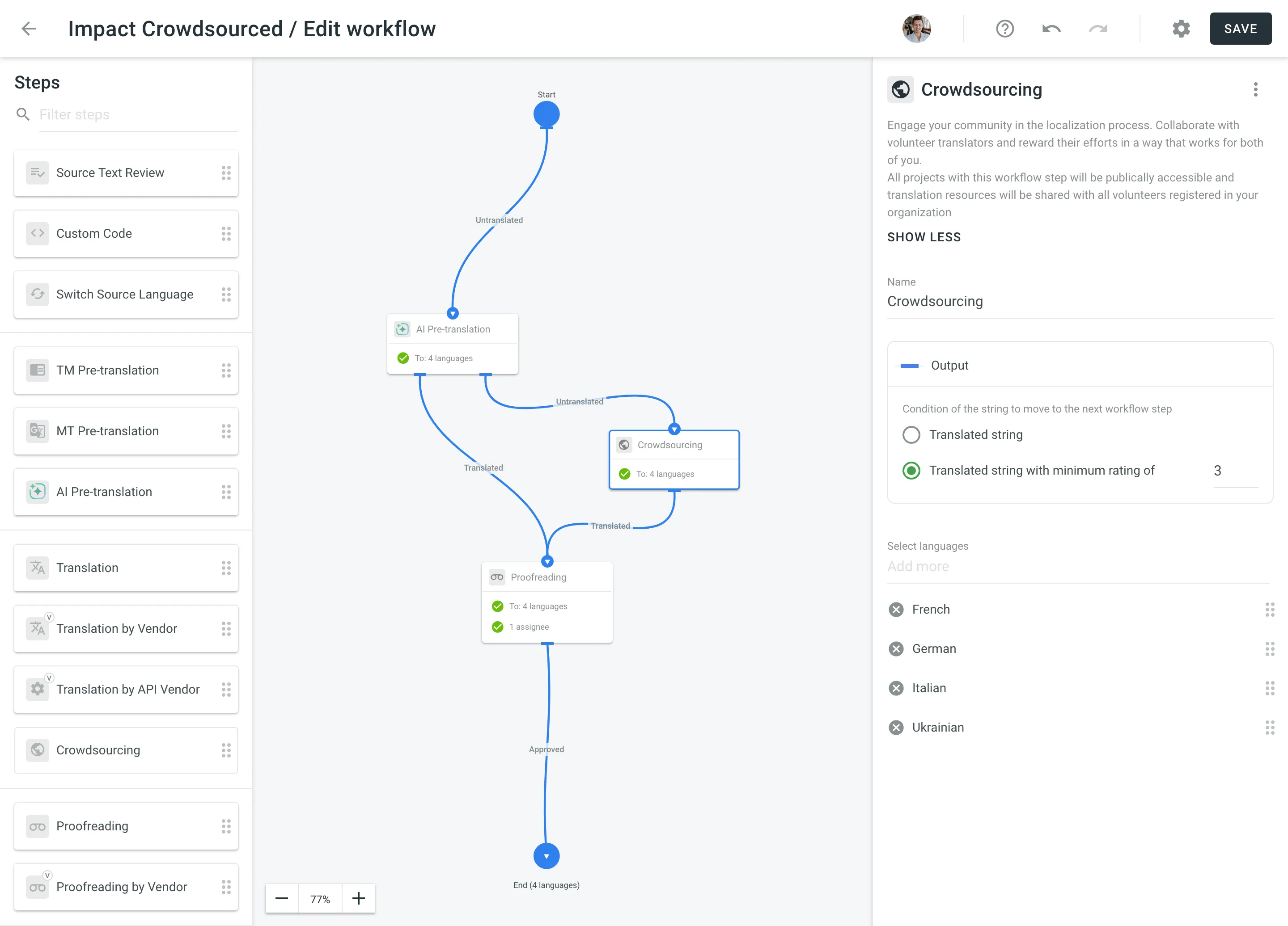 Crowdsourcing in the Workflow Editor